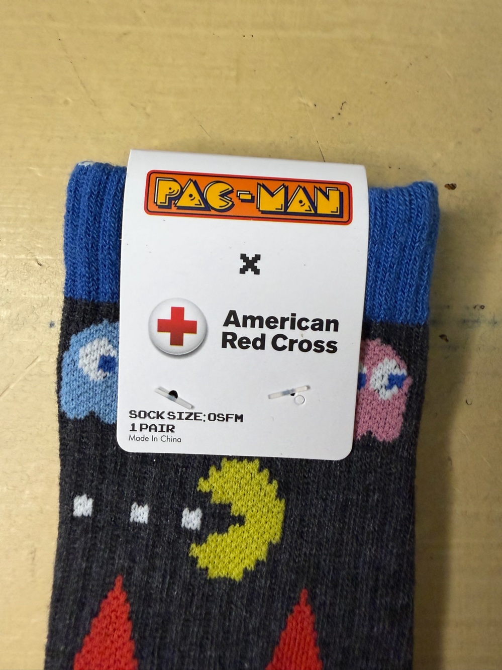 American Red Cross x Pac-Man Men's Black Novelty Socks - Yellow & Red Accents - Picture 3 of 3